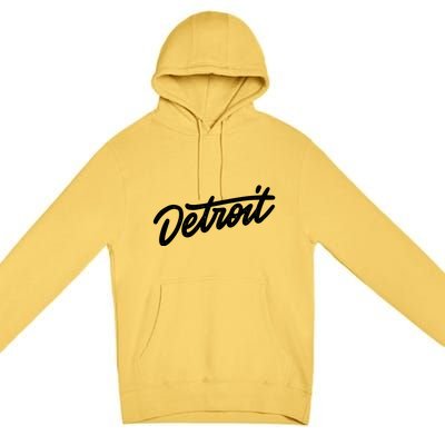 Detroit Hand Written Script Logo Premium Pullover Hoodie