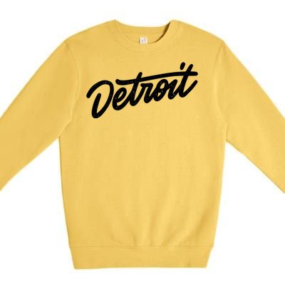 Detroit Hand Written Script Logo Premium Crewneck Sweatshirt