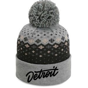 Detroit Hand Written Script Logo The Baniff Cuffed Pom Beanie