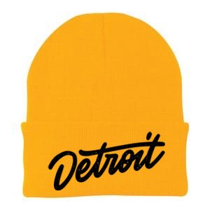 Detroit Hand Written Script Logo Knit Cap Winter Beanie