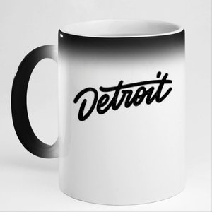 Detroit Hand Written Script Logo 11oz Black Color Changing Mug