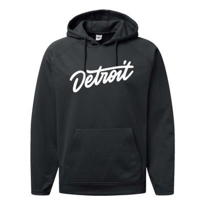 Detroit Hand Written Script Logo Performance Fleece Hoodie