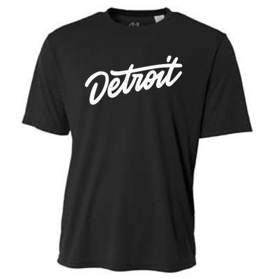 Detroit Hand Written Script Logo Cooling Performance Crew T-Shirt