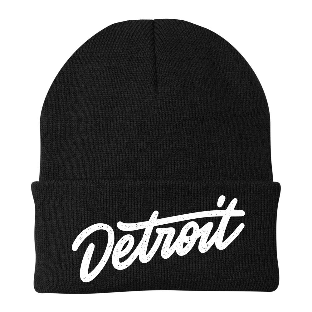 Detroit Hand Written Script Logo Beanie