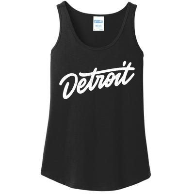 Detroit Hand Written Script Logo Ladies Essential Tank