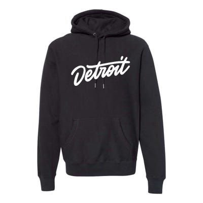 Detroit Hand Written Script Logo Premium Hoodie