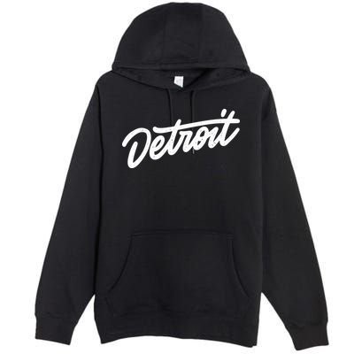 Detroit Hand Written Script Logo Premium Pullover Hoodie