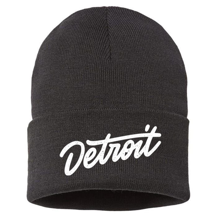 Detroit Hand Written Script Logo Sustainable Knit Beanie