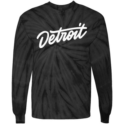 Detroit Hand Written Script Logo Tie-Dye Long Sleeve Shirt