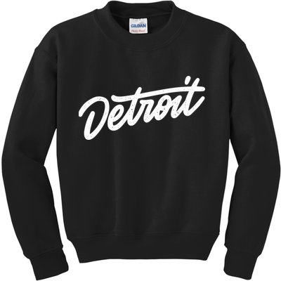 Detroit Hand Written Script Logo Kids Sweatshirt
