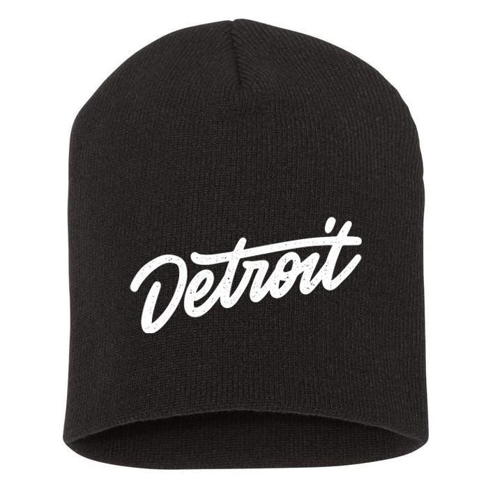 Detroit Hand Written Script Logo Short Acrylic Beanie