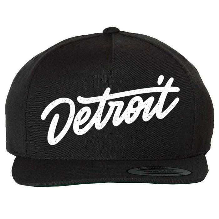 Detroit Hand Written Script Logo Wool Snapback Cap