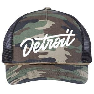 Detroit Hand Written Script Logo Retro Rope Trucker Hat Cap