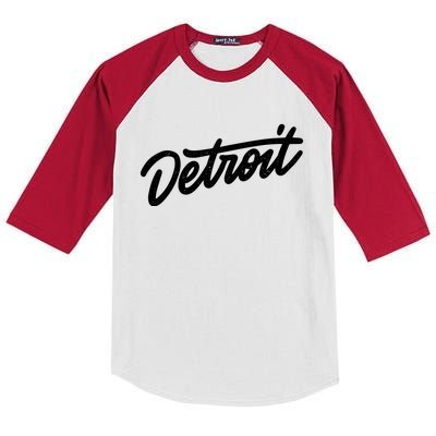 Detroit Hand Written Script Logo Kids Colorblock Raglan Jersey