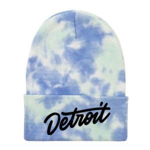 Detroit Hand Written Script Logo Tie Dye 12in Knit Beanie