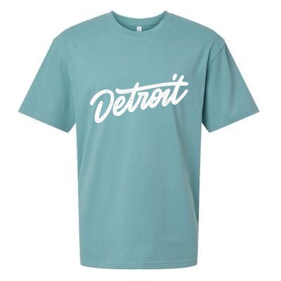 Detroit Hand Written Script Logo Sueded Cloud Jersey T-Shirt