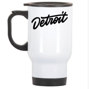 Detroit Hand Written Script Logo Stainless Steel Travel Mug