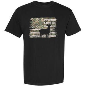 Deer Hunting Whitetail Camo American Us Flag Elk Buck Garment-Dyed Heavyweight T-Shirt