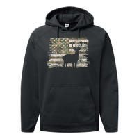 Deer Hunting Whitetail Camo American Us Flag Elk Buck Performance Fleece Hoodie