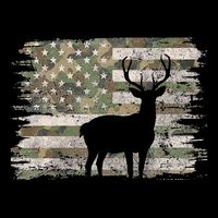 Deer Hunting Whitetail Camo American Us Flag Elk Buck Cooling Performance Crew T-Shirt