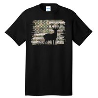 Deer Hunting Whitetail Camo American Us Flag Elk Buck Tall T-Shirt