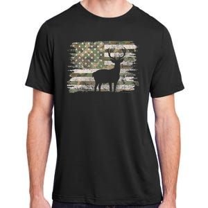 Deer Hunting Whitetail Camo American Us Flag Elk Buck Adult ChromaSoft Performance T-Shirt