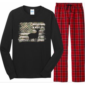 Deer Hunting Whitetail Camo American Us Flag Elk Buck Long Sleeve Pajama Set