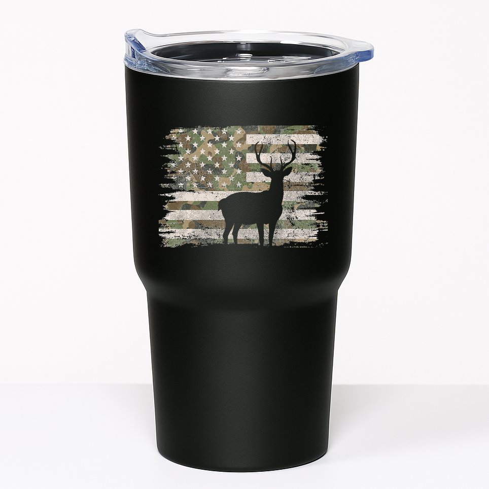 Deer Hunting Whitetail Camo American Us Flag Elk Buck Tumbler
