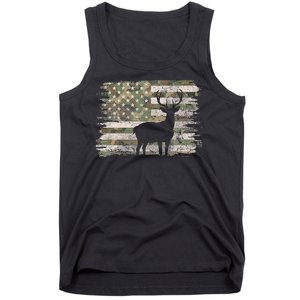 Deer Hunting Whitetail Camo American Us Flag Elk Buck Tank Top