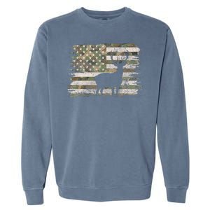 Deer Hunting Whitetail Camo American Us Flag Elk Buck Garment-Dyed Sweatshirt