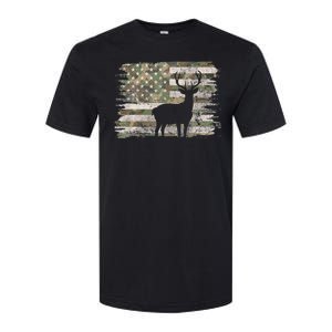 Deer Hunting Whitetail Camo American Us Flag Elk Buck Softstyle CVC T-Shirt