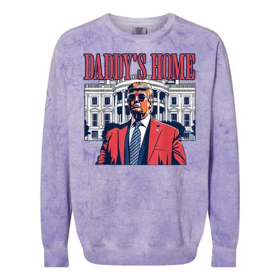 Daddys Home White House Trump 2024 Colorblast Crewneck Sweatshirt