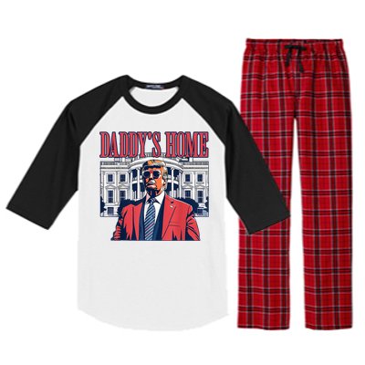 Daddys Home White House Trump 2024 Raglan Sleeve Pajama Set