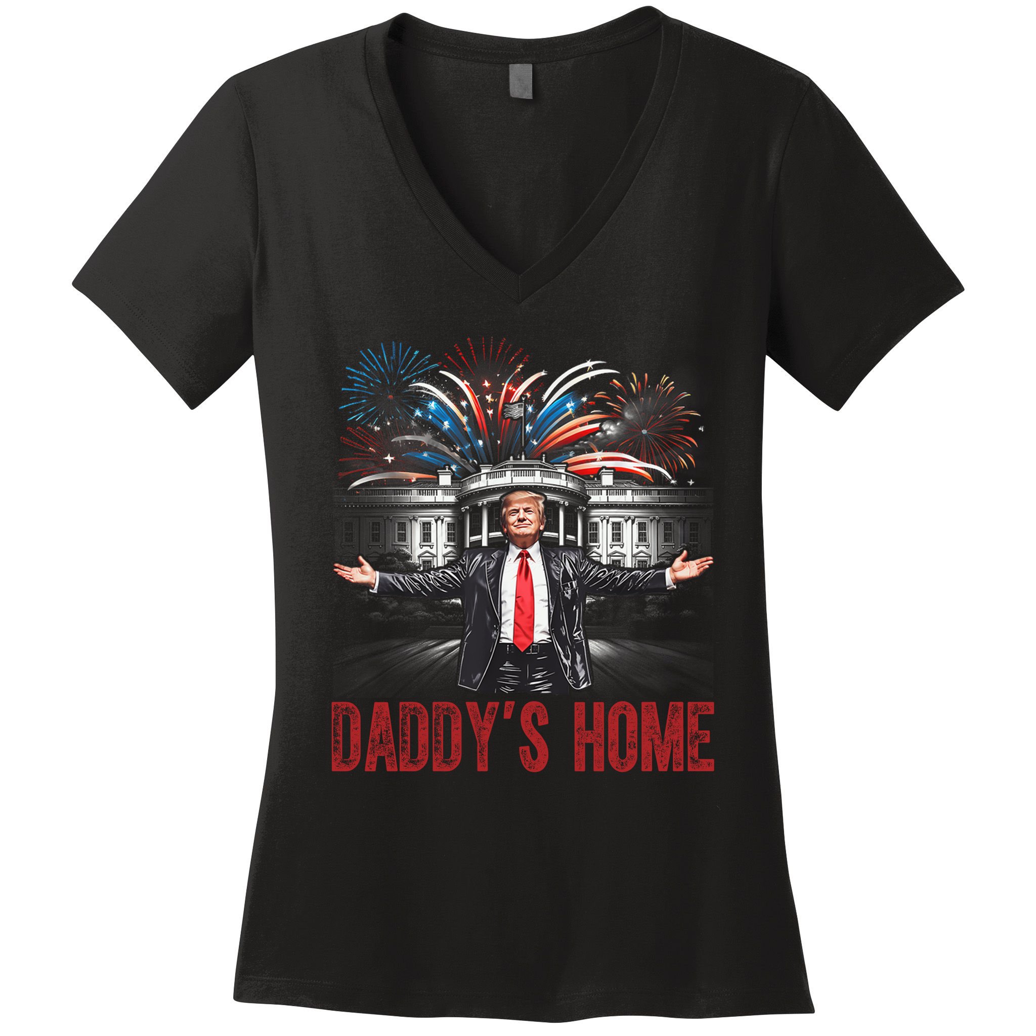 Daddys Home White House President Donald Trump Women's V-Neck T-Shirt