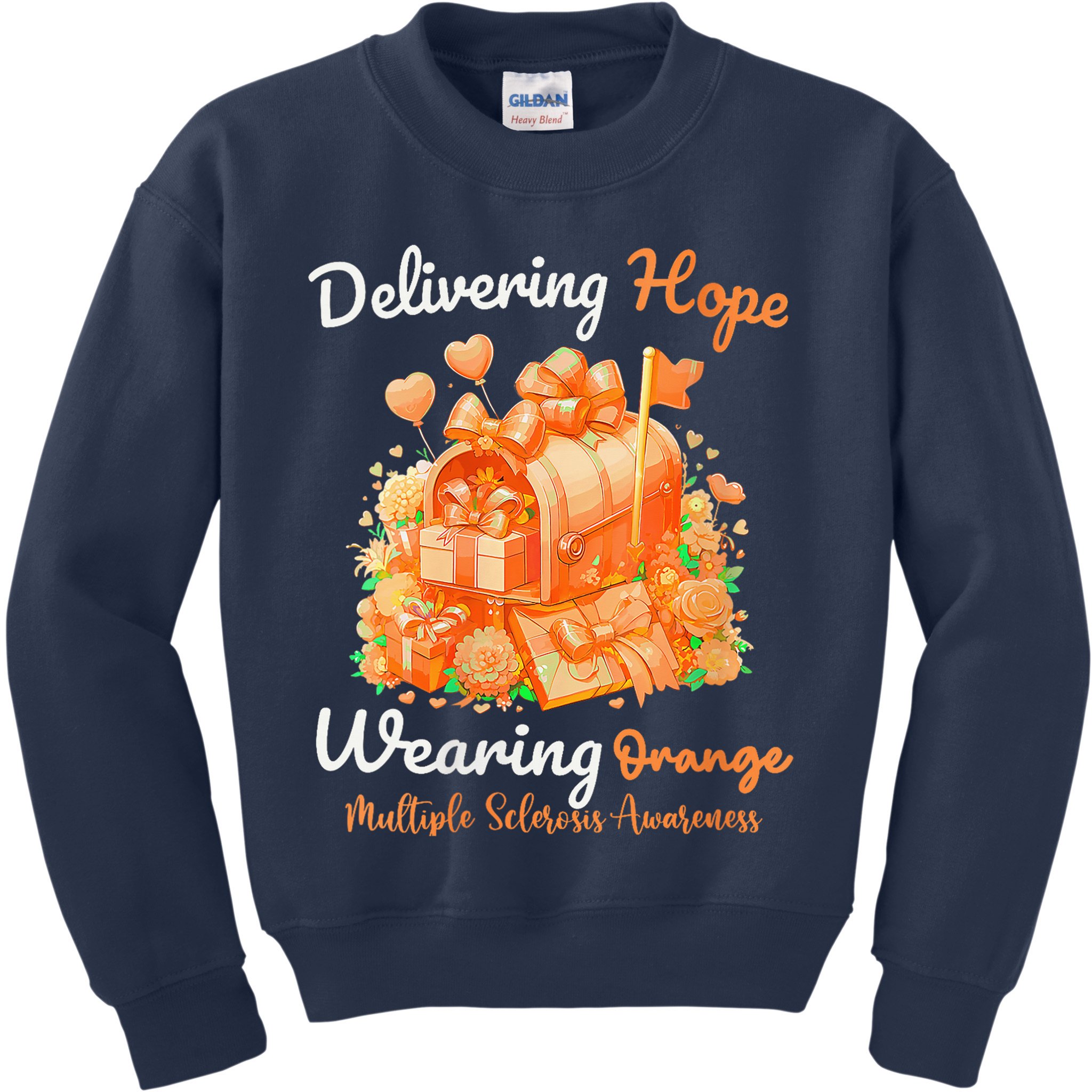 Delivering Hope Wearing Orange Multiple Sclerosis Awareness Kids Sweatshirt