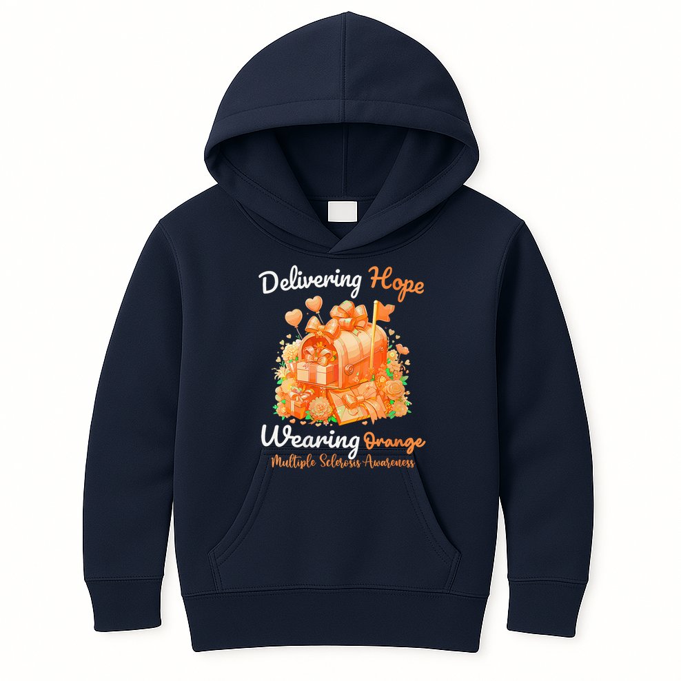 Delivering Hope Wearing Orange Multiple Sclerosis Awareness Kids Hoodie
