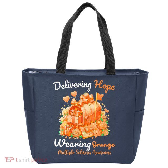 Delivering Hope Wearing Orange Multiple Sclerosis Awareness Zip Tote Bag