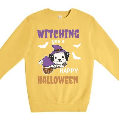 Dalmatian Halloween Witch Costume Dogs Witches Pun Gift Premium Crewneck Sweatshirt