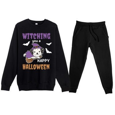 Dalmatian Halloween Witch Costume Dogs Witches Pun Gift Premium Crewneck Sweatsuit Set