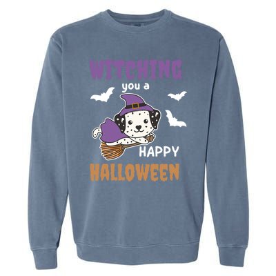 Dalmatian Halloween Witch Costume Dogs Witches Pun Gift Garment-Dyed Sweatshirt