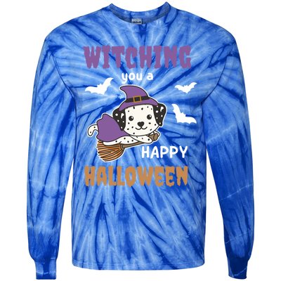 Dalmatian Halloween Witch Costume Dogs Witches Pun Gift Tie-Dye Long Sleeve Shirt