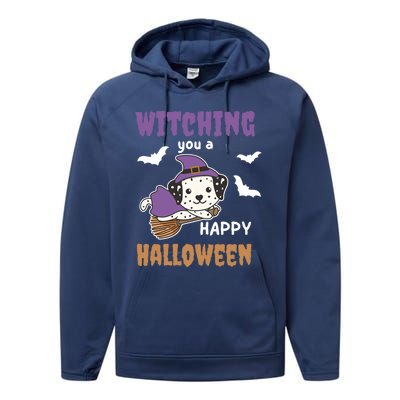 Dalmatian Halloween Witch Costume Dogs Witches Pun Gift Performance Fleece Hoodie