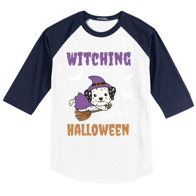 Dalmatian Halloween Witch Costume Dogs Witches Pun Gift Baseball Sleeve Shirt