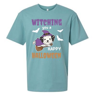 Dalmatian Halloween Witch Costume Dogs Witches Pun Gift Sueded Cloud Jersey T-Shirt