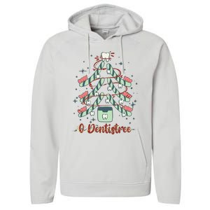 Dental Hygienist Xmas Tree Funny Christmas Dental Assistant Performance Fleece Hoodie