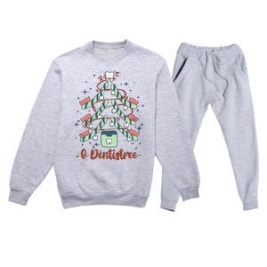 Dental Hygienist Xmas Tree Funny Christmas Dental Assistant Premium Crewneck Sweatsuit Set