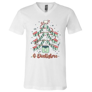 Dental Hygienist Xmas Tree Funny Christmas Dental Assistant V-Neck T-Shirt