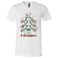 Dental Hygienist Xmas Tree Funny Christmas Dental Assistant V-Neck T-Shirt