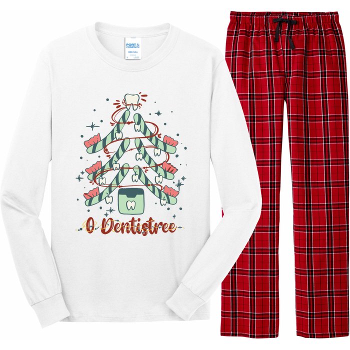 Dental Hygienist Xmas Tree Funny Christmas Dental Assistant Long Sleeve Pajama Set