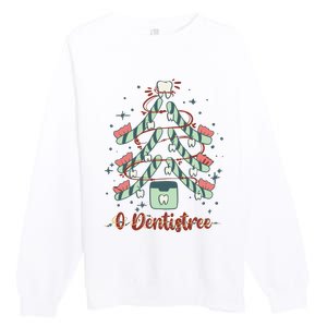 Dental Hygienist Xmas Tree Funny Christmas Dental Assistant Premium Crewneck Sweatshirt